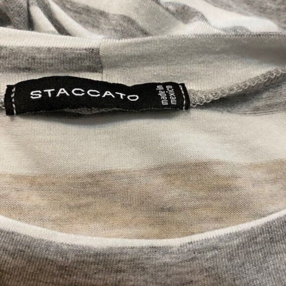Staccato Gray/White/ Tan stripe tunic, size L - Picture 3 of 3